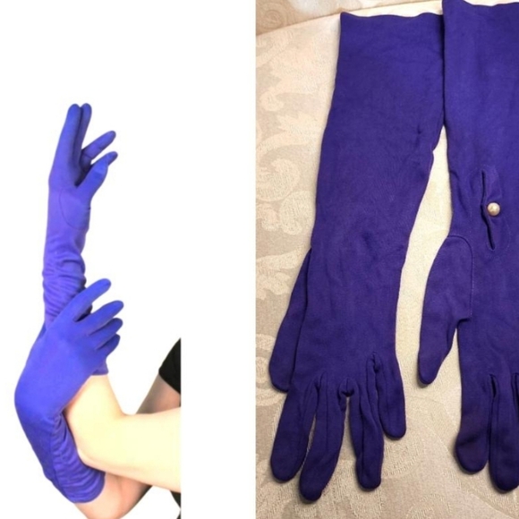 VAN RAALTE Vintage Purple Opera Long Rayon Gloves Size 6.5